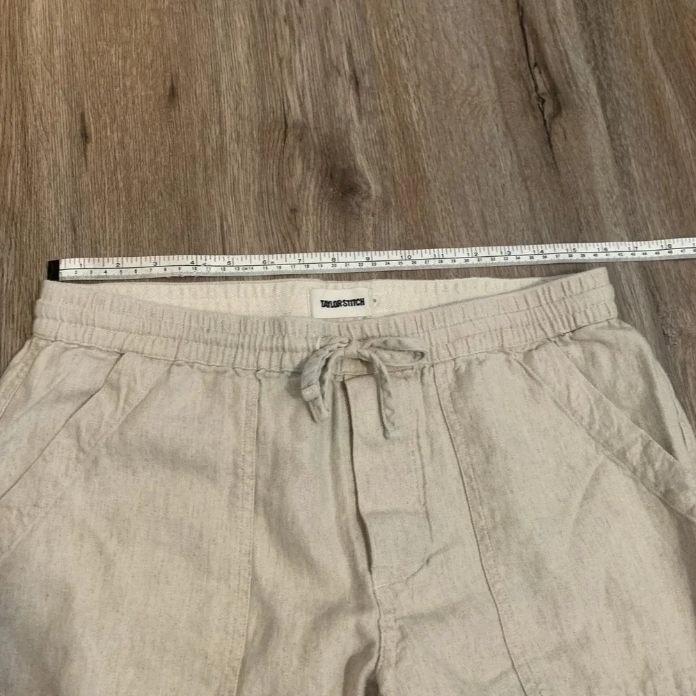 Taylor Stitch linen blend Breakwater Pant in Natural Herringbone - size medium